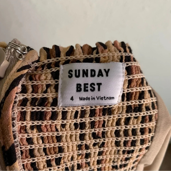 Aritzia Sunday Best Chiara Mini Dress Leopard Tan Sz 4 - Picture 7 of 7